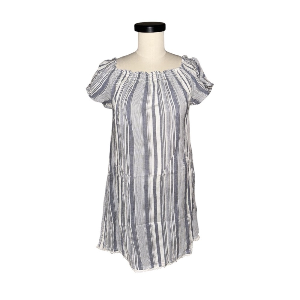 Fat Face Beachwear Gray & White Vertical Stripe Dress